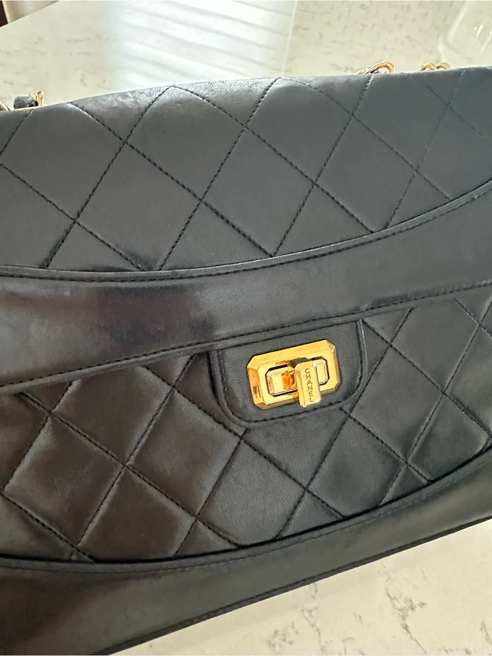 Authentic vintage Chanel Classic Quilted Black Shoulder Bag with Gold Chain